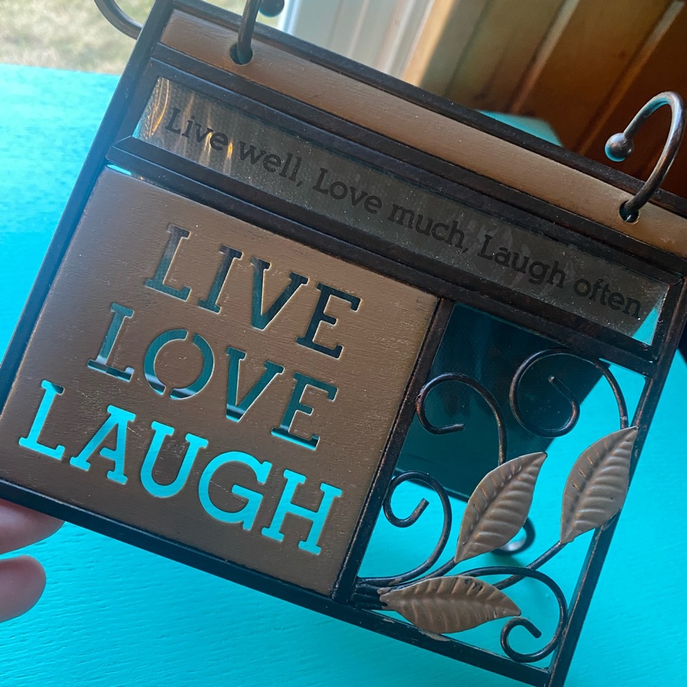 (2) Matching Live Love Laugh Photo Album stands